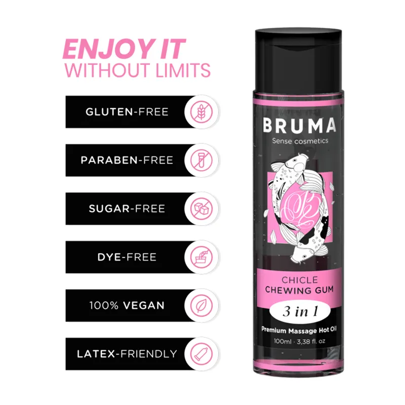 Ulei de masaj premium încalzitor, aroma guma de mestecat, 3 în 1 – 10