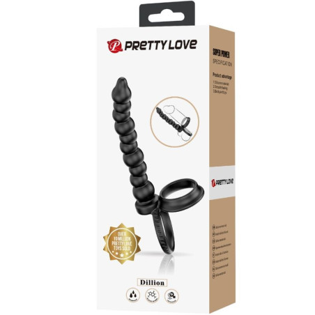 Inel pentru penis Dillon pentru stimulare simultană negru