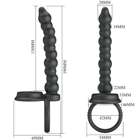 Inel pentru penis Dillon pentru stimulare simultană negru