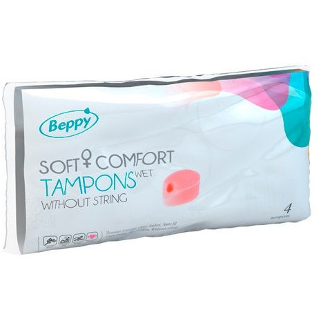 Tampoane intime Beppy Soft Comfort Wet, fără șnur, cu gel lubrifiant, confort și protecție, 4 bucăți