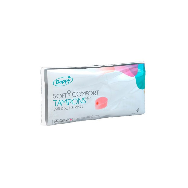 Tampoane intime Beppy Soft Comfort Wet, fără șnur, cu gel lubrifiant, confort și protecție, 4 bucăți
