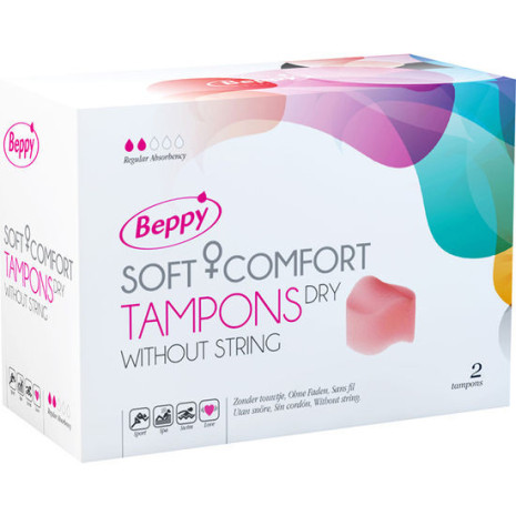 Tampoane intime Beppy Soft Comfort Wet, fără șnur, cu gel lubrifiant, confort și protecție, 2 bucăți