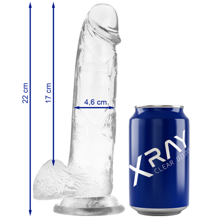 X Ray - dildo transparent cu testicule 22 cm / Ø 4,6 cm