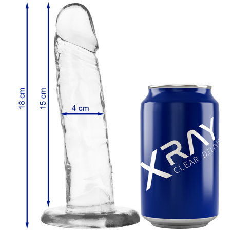 Dildo transparent cu testicule 18 cm / Ø 4 cm