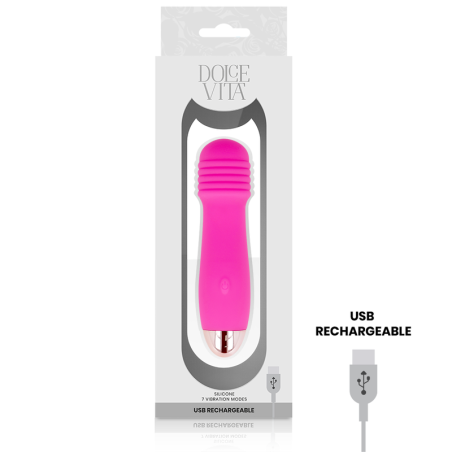 Dolce Vita Three - vibrator reîncărcabil roz cu 7 moduri de vibrație