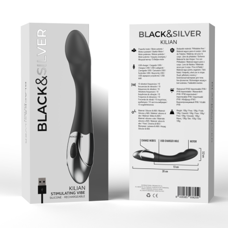 Black&Silver Kilian Stimulating Vibe – vibrator reîncărcabil cu 10 moduri de vibrație
