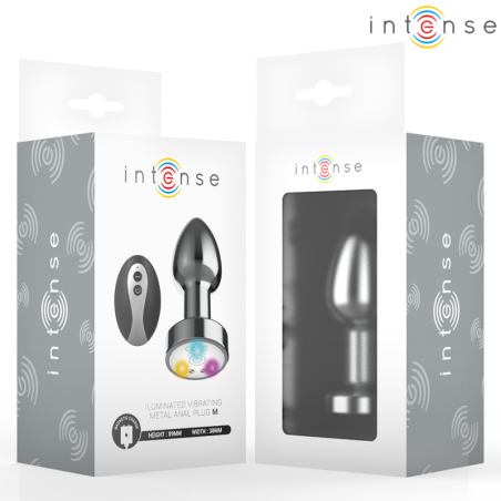 Dop anal metalic vibrator cu LED și telecomandă, mărimea M – Intense