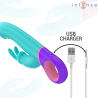 Intense - vibrator rabbit cu stimulator rotativ pentru punctul G, albastru