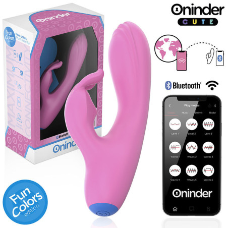Oninder Cute Love Bunny – vibrator rabbit cu stimulare pentru punctul G și clitoris, control prin aplicație