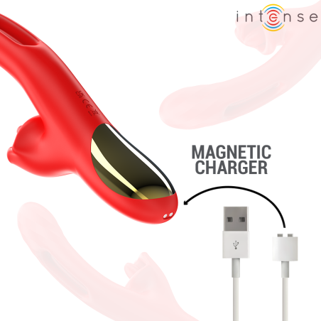 Intense - vibrator multifuncțional cu stimulare clitoridiană și vibrații interne, roșu