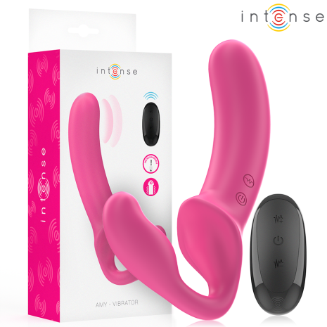 Intense - Vibrator dublu cu telecomandă, roz 20 cm