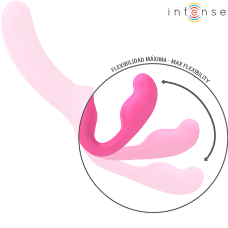Vibrator INTENSE – AMY, dublu, cu telecomanda, roz, 20 cm