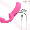 Vibrator INTENSE – AMY, dublu, cu telecomanda, roz, 20 cm