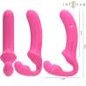 Vibrator INTENSE – AMY, dublu, cu telecomanda, roz, 20 cm