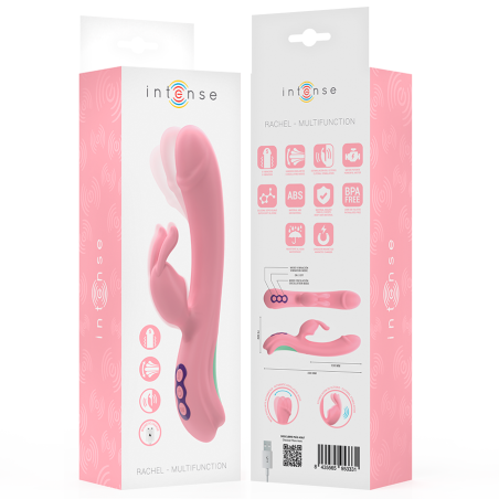 Intense - Vibrator rabbit cu vârf oscilant și 5 moduri de vibrație, roz