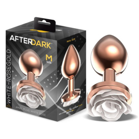 Dop anal metal rose gold cu trandafir alb M