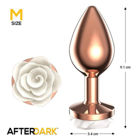 Dop anal metal rose gold cu trandafir alb M