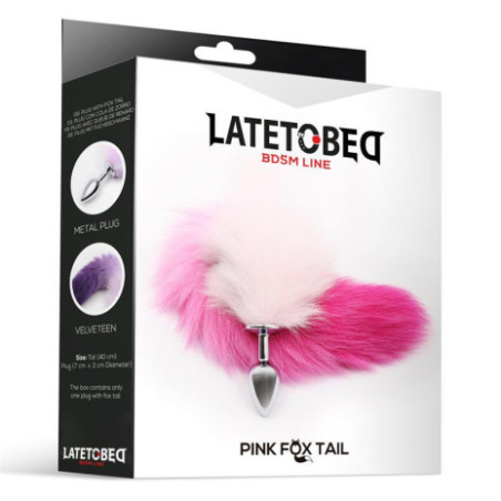 Pink and White Faux Tail with Stainless Plug S