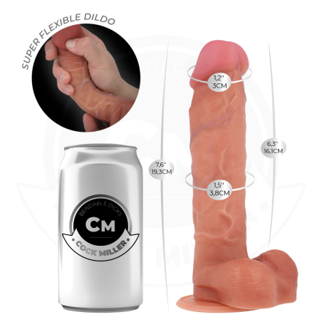 Dildo hiperrealist articulat, 19,3 cm – Cock Miller
