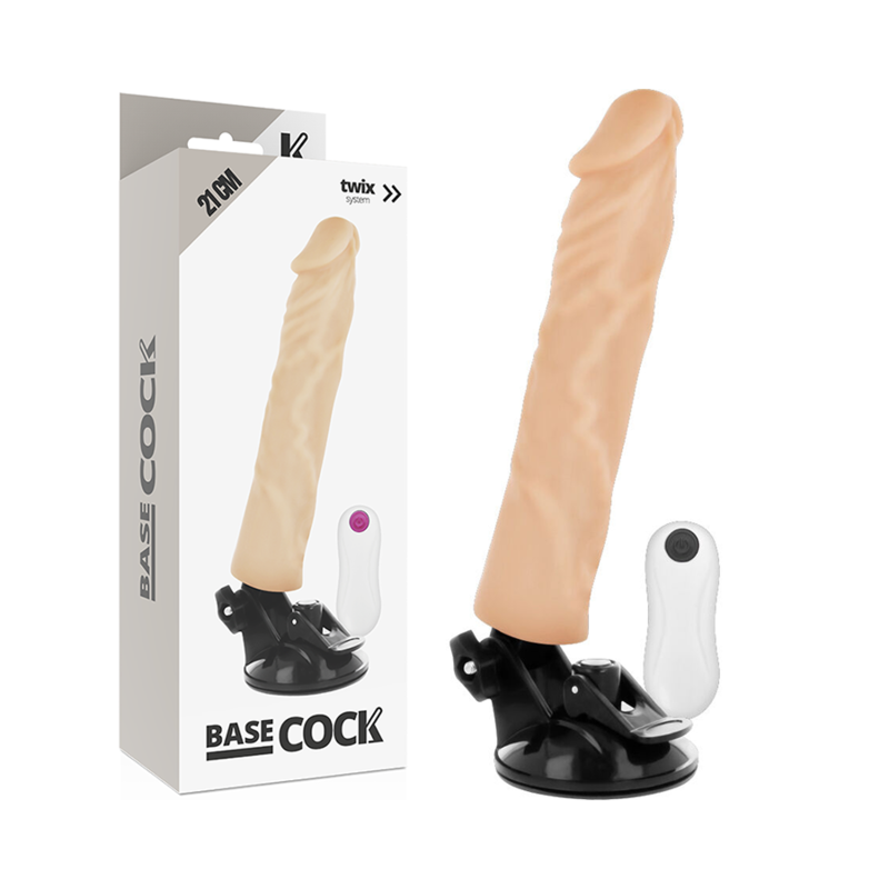 BASECOCK – VIBRATOR REALISTIC NATURAL 21 CM -O- 4 CM CU TELECOMANDA