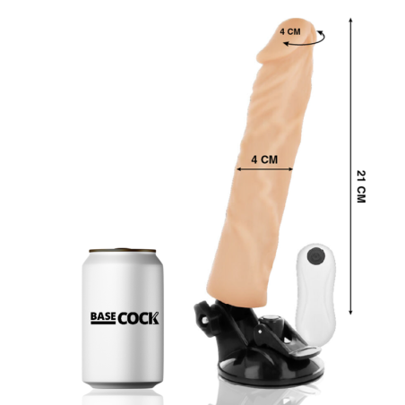 BASECOCK – VIBRATOR REALISTIC NATURAL 21 CM -O- 4 CM CU TELECOMANDA
