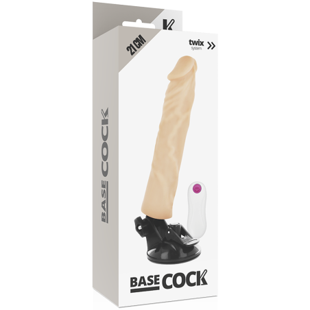 BASECOCK – VIBRATOR REALISTIC NATURAL 21 CM -O- 4 CM CU TELECOMANDA