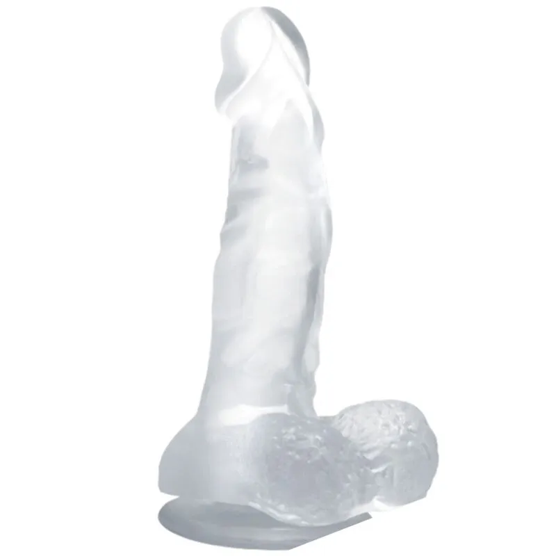 BAILE – DILDO REALISTIC CU VENTUZA SI TESTICULE 16,7 CM TRANSPARENT