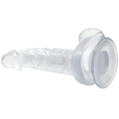 BAILE - DILDO REALISTIC CU VENTUZĂ ȘI TESTICULE 16,7 CM TRANSPARENT
