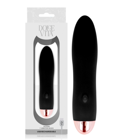 Vibrator reîncărcabil Three Black, 7 viteze – Dolce Vita