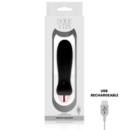 Vibrator DOLCE VITA reîncarcabil Five Black, 7 viteze