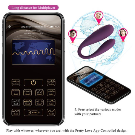 Vibrator dublu August cu telecomandă – Pretty Love
