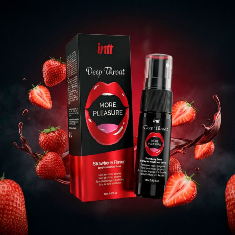 INTT - SPRAY ORAL PENTRU GÂT DEEP THROAT, MAI MULTĂ PLĂCERE, AROMĂ DE CĂPȘUNI