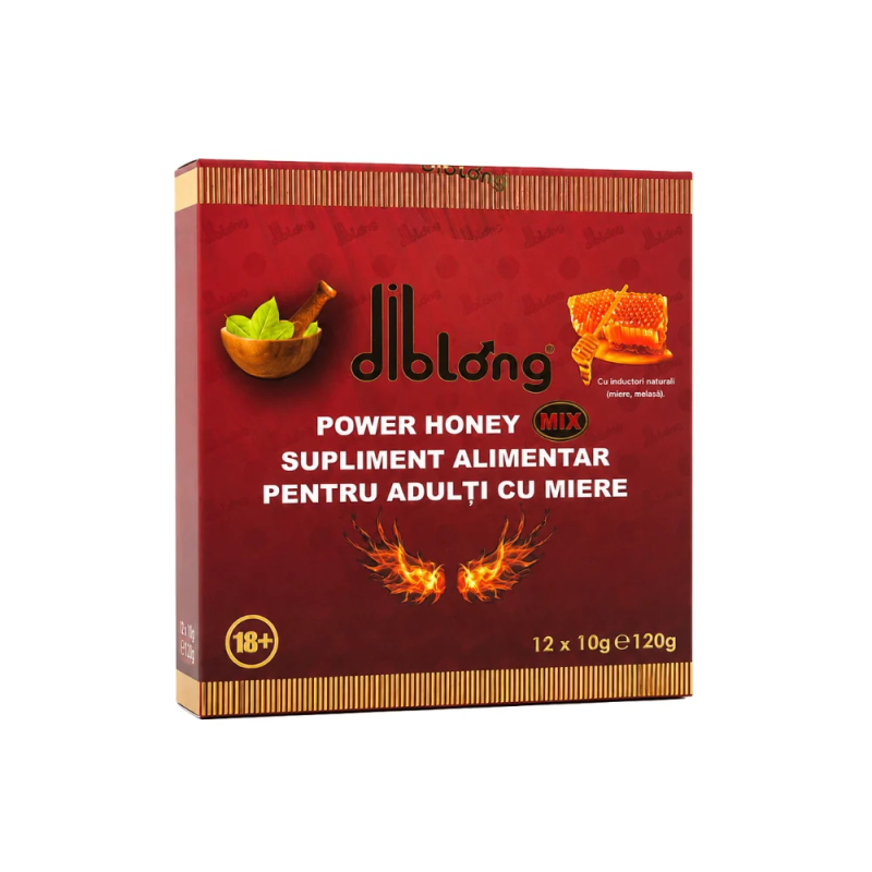 Diblong Power Honey - supliment alimentar adulți cu miere și plante care susțin sănătatea sexuală și de reproducere, 12 x 10g