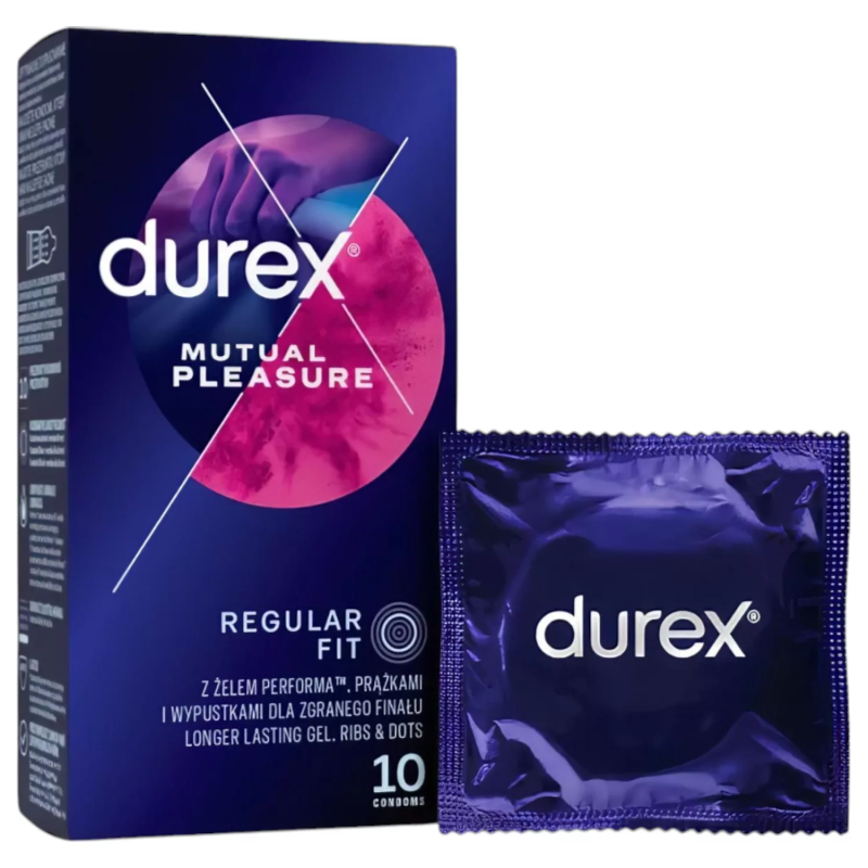 Prezervative cu striatii DUREX Mutual Pleasure, regular fit, cu