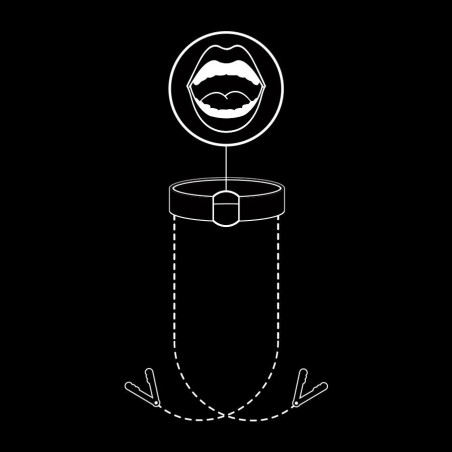 Gag FETISH SUBMISSIVE cu inel pentru gură și cleme pentru sâni