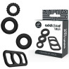 Set 4 inele pentru penis ADDICTED TOYS Cock Ring Set, din silicon flexibil, diametre progresive 2.1 - 2.8 cm, negru