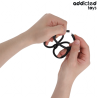 Set 3 inele pentru penis conectate ADDICTED TOYS Triple Cock Ring, din silicon, diametre 4.5 - 6 cm, negru
