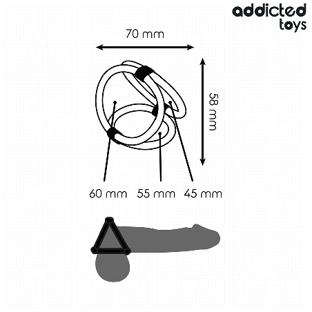 Set 3 inele pentru penis conectate ADDICTED TOYS Triple Cock Ring, din silicon, diametre 4.5 - 6 cm, negru