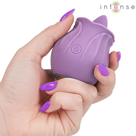 Vibrator clitoris INTENSE Azalea Clitoral Stimulator, în formă de trandafir, cu limbă, 10 funcții de mișcare ritmică
