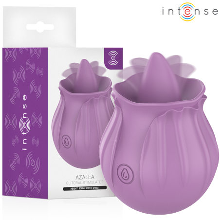Vibrator clitoris INTENSE Azalea Clitoral Stimulator, în formă de trandafir, cu limbă, 10 funcții de mișcare ritmică