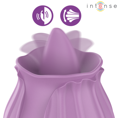 Vibrator clitoris INTENSE Azalea Clitoral Stimulator, în formă de trandafir, cu limbă, 10 funcții de mișcare ritmică