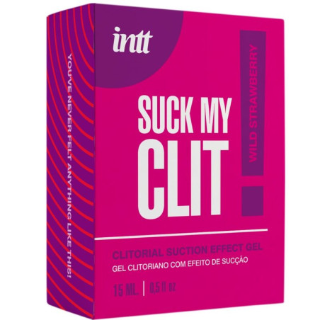 Gel stimulant clitoridian INTT – Suck My Clit, efect de sucțiune și încălzire, aromă Wild Strawberry