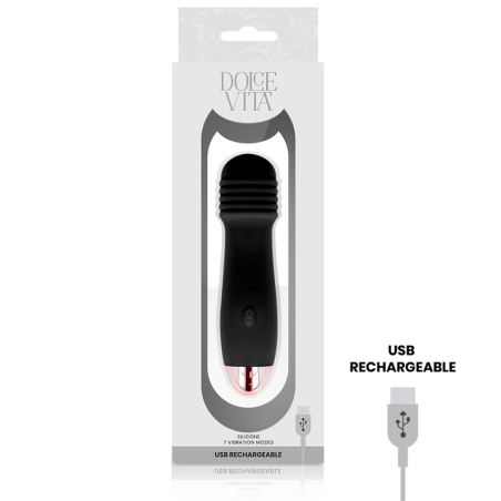 Vibrator reîncărcabil Three Black, 7 viteze – Dolce Vita