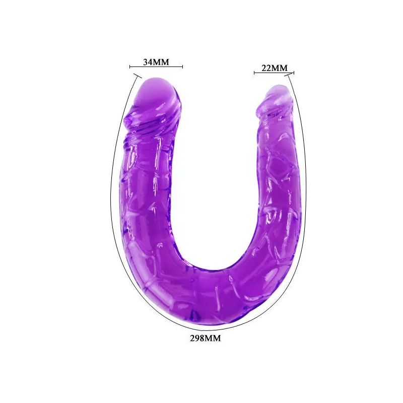 Dildo dublu din jelly flexibil, lila – Baile