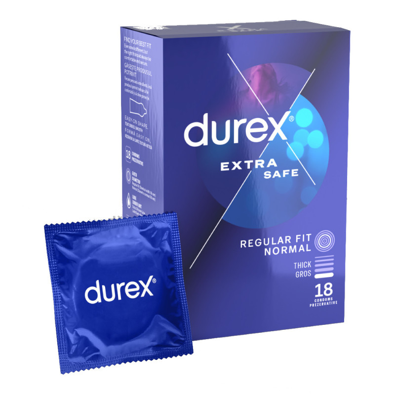 Durex Extra Safe, lubrifiate si rezistente, 56 mm