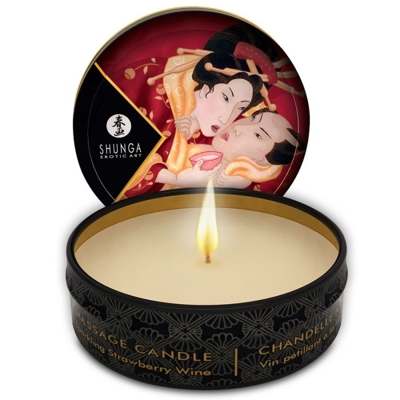 masaj erotic uleiuri lumanare de masaj mini caress cu aroma de capsuni si cava 30 ml 30 ml