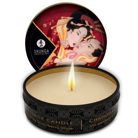 masaj erotic uleiuri lumanare de masaj mini caress cu aroma de capsuni si cava 30 ml 30 ml