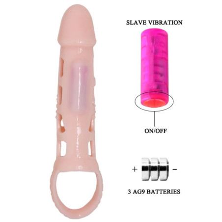 Harrison – husa extensie pentru penis cu vibratii si curea, 13,5 cm