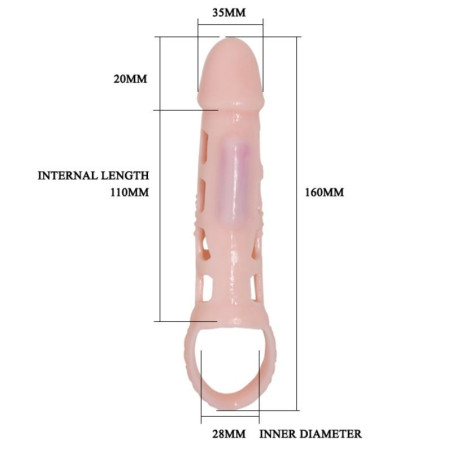 Harrison – husa extensie pentru penis cu vibratii si curea, 13,5 cm